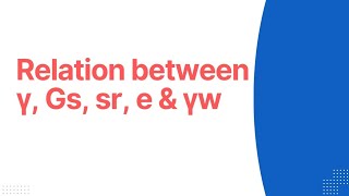 Relation between γ, Gs sr, e & γw - - Dr GVRS