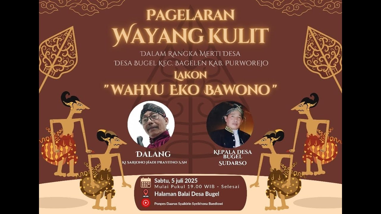 Wayang kulit Ki SARJONO HADI PRAYITNO S.Sn Lakon WAHYU EKO BAWONO