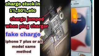 iphone 7 plus charge jump when plug charger || iphone charge stuck in 1% or 30% etc || fake charging