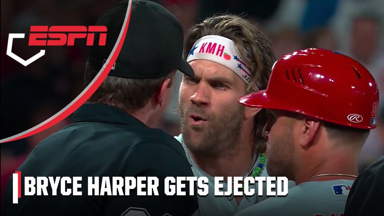 Bryce Harper ejected after throwing bat and helmet