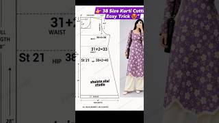 38 Size A-Line Kurti Cutting &amp; Drafting Easy Method ✂️#shorts #ytshorts