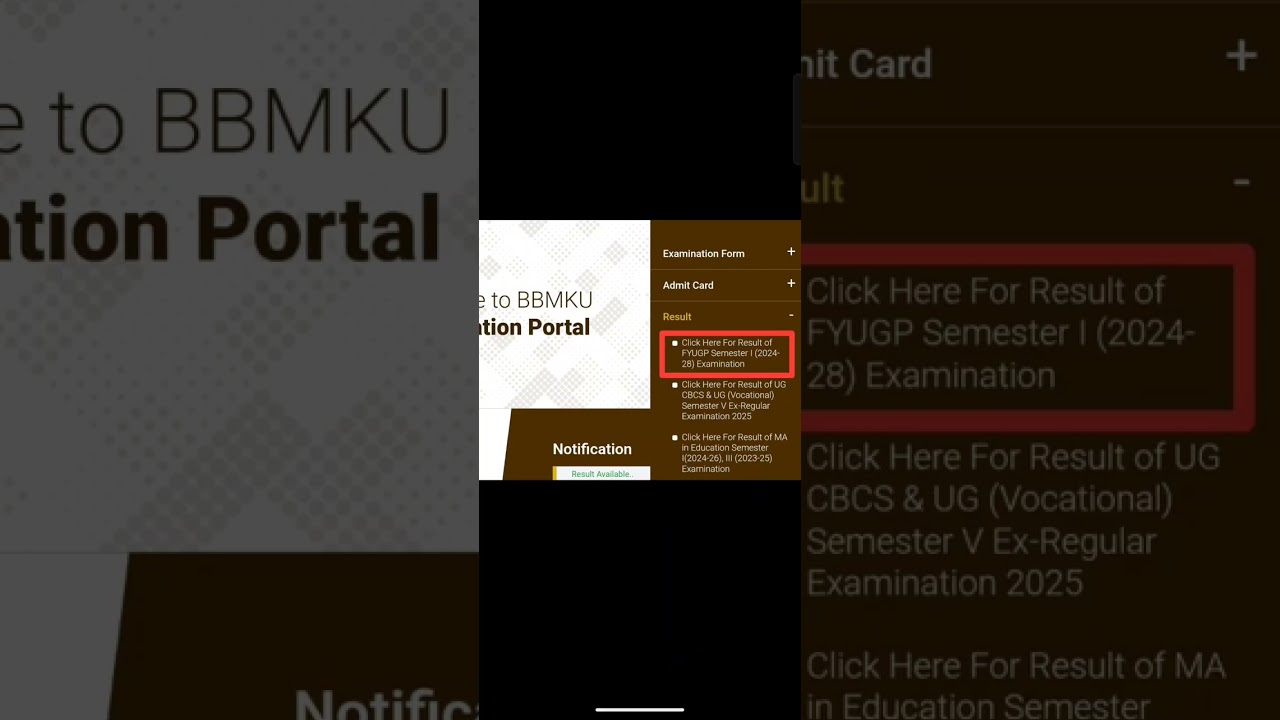 BBMKU  Result of FYUGP Semester I (2024-28) ExaminationLink- 