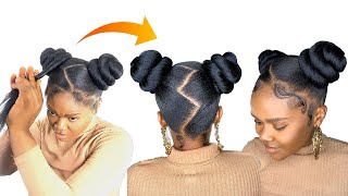 HOW TO : Zigzag Top Knot Bun Hairstyle Using Expression Braid Extension | Easy Hairstyle