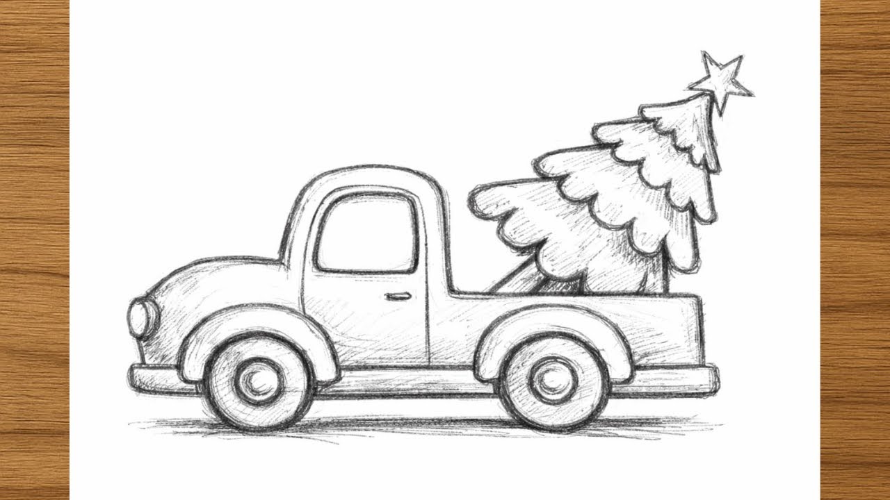 This Cozy Christmas Truck Pencil Drawing Feels So Peaceful 