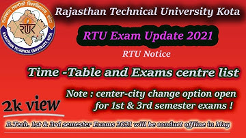 RTU 1st and 3rd sem Exam date Update & center change open💯 | RTU Exam Update 2021 | RTU kota 2021
