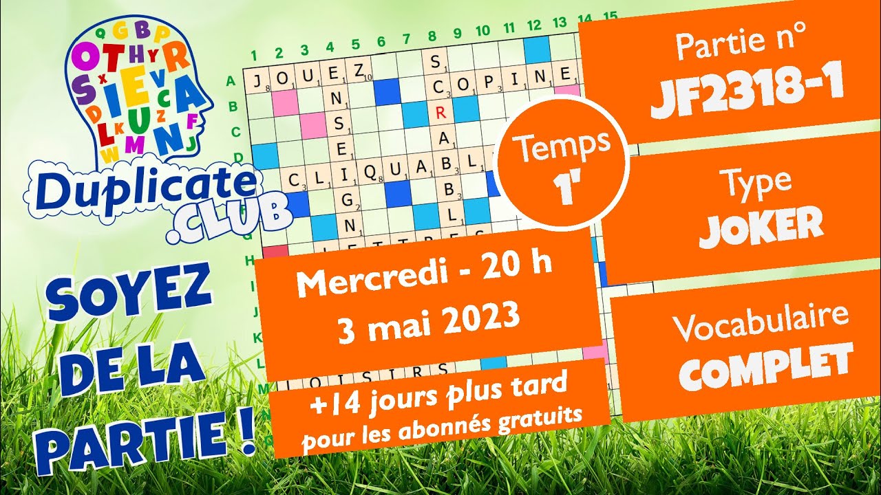 🔠🃏⚡ Partie JF23181 Scrabble Duplicate Joker 1' Vocabulaire