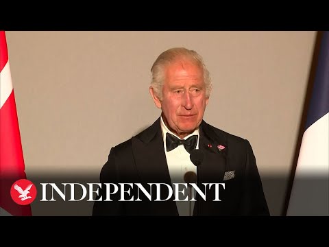 King Charles speaks in French as he thanks Macron for Versailles banquet