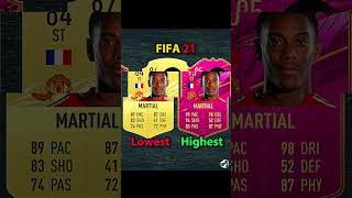 Anthony Martial Lowest vs Highest FiFa Cards (15 - 24) Net Worth