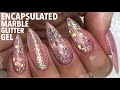 ROSE QUARTZ GLITTER MARBLE GEL NAILS | ISABELMAYNAILS