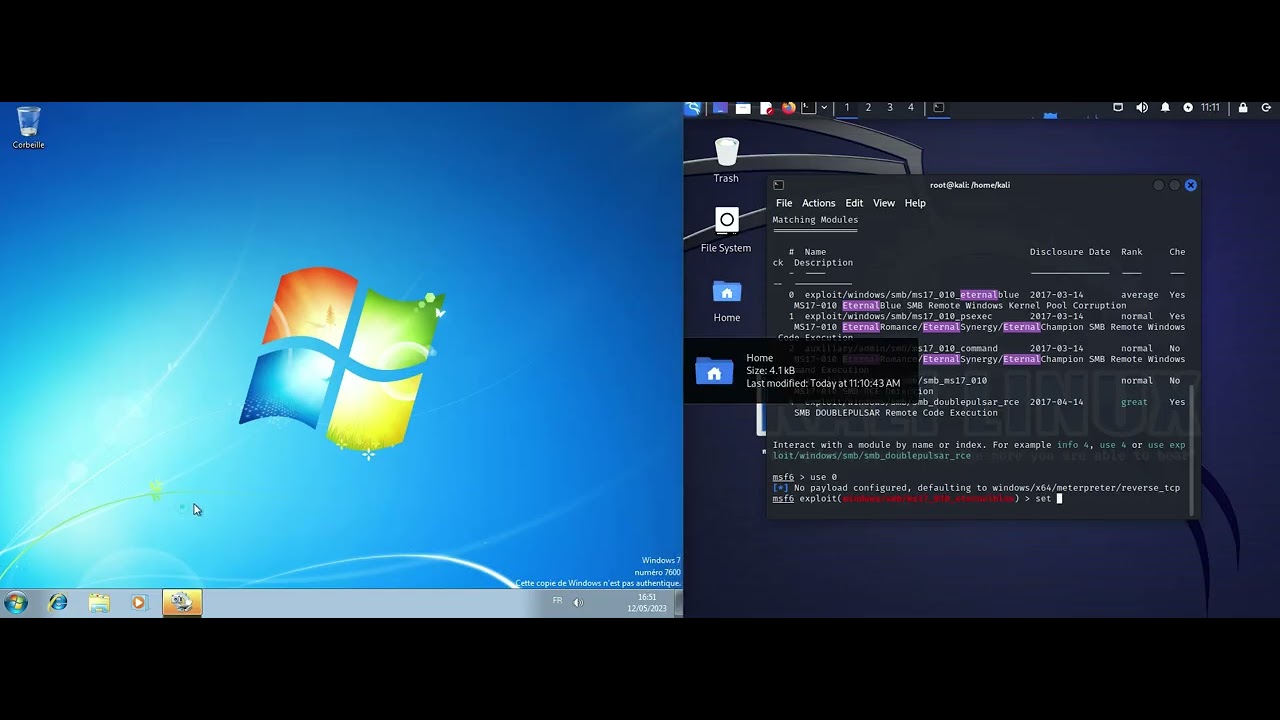 Exploit Windows 7 EternalBlue - YouTube