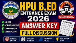 HPU B.Ed. Entrance Exam 2026| Answer key | HPU Bed Entrance Test Preparation 2026 | Him Rakshak🎯