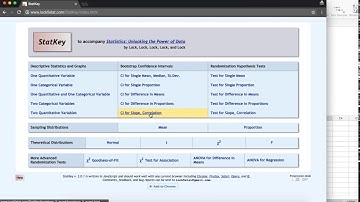 StatKey Percentile Method: 95% CI of the Correlation between Quiz and Final Exam Grades