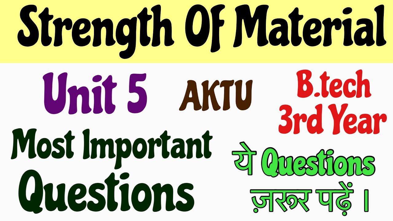 Strength of materials unit 5 strength of materials mechanical engineering unit 5 YouTube