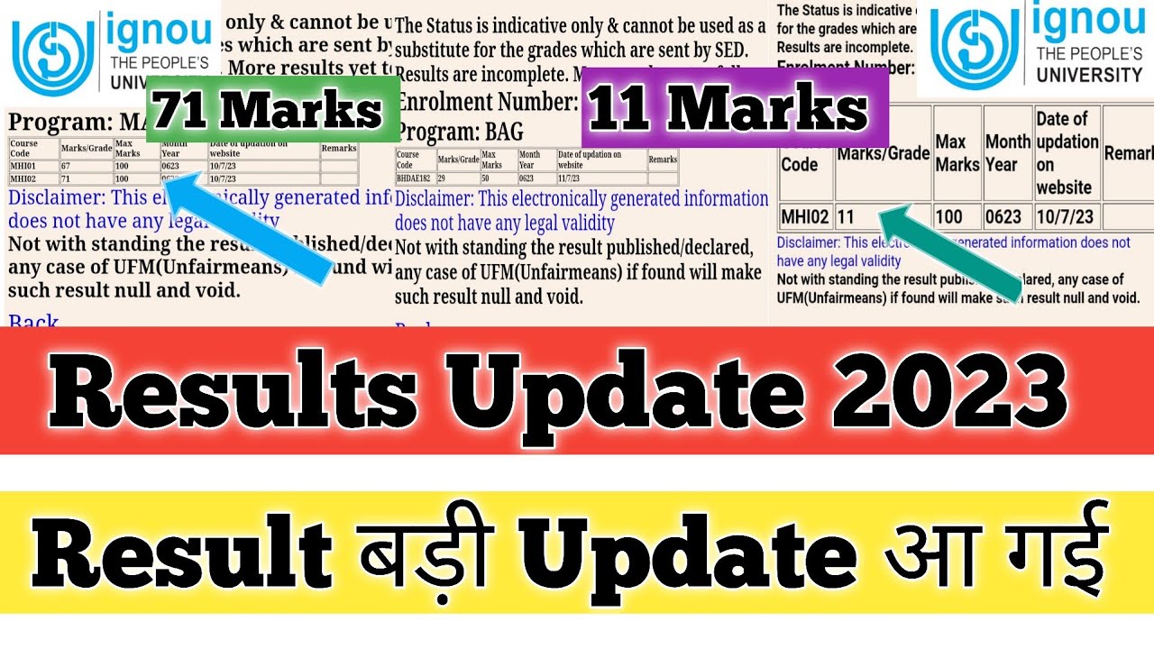 IGNOU Result Update 2023 IGNOU Results Update June 2023 IGNOU Result Update Released 2023
