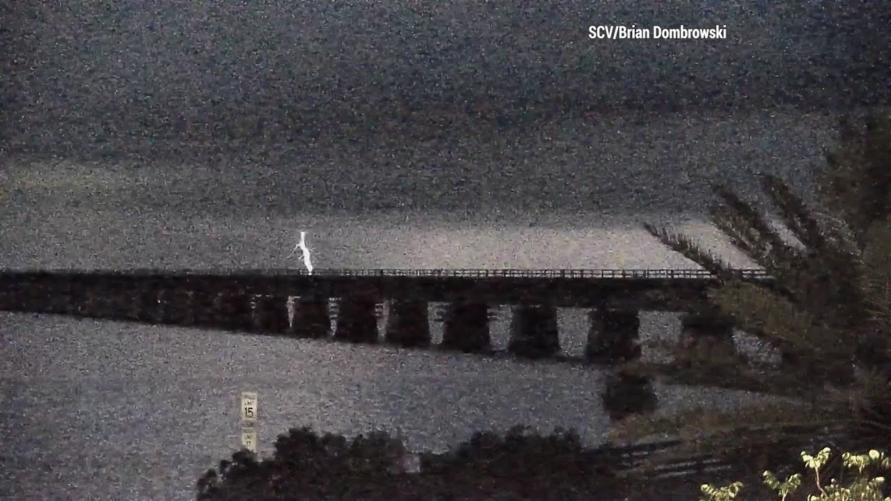 Florida Keys Overnight Lightning Storm Over The Seven Mile Bridge
