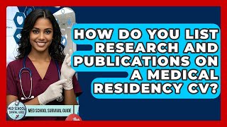 How Do You List Research And Publications On A Medical Residency CV? - Med School Survival Guide