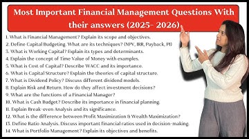 Most Important Financial Management Questions & Answers (2025–2026) | 11th, 12th, B.Com, BBA, MBA