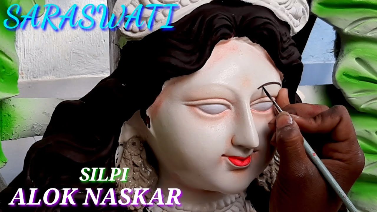 SARASWATI MATA EYES PAINTING BY ALOK . SARASWATI PAINTING 2022 . SARASWATI IDOL EYES PAINTING