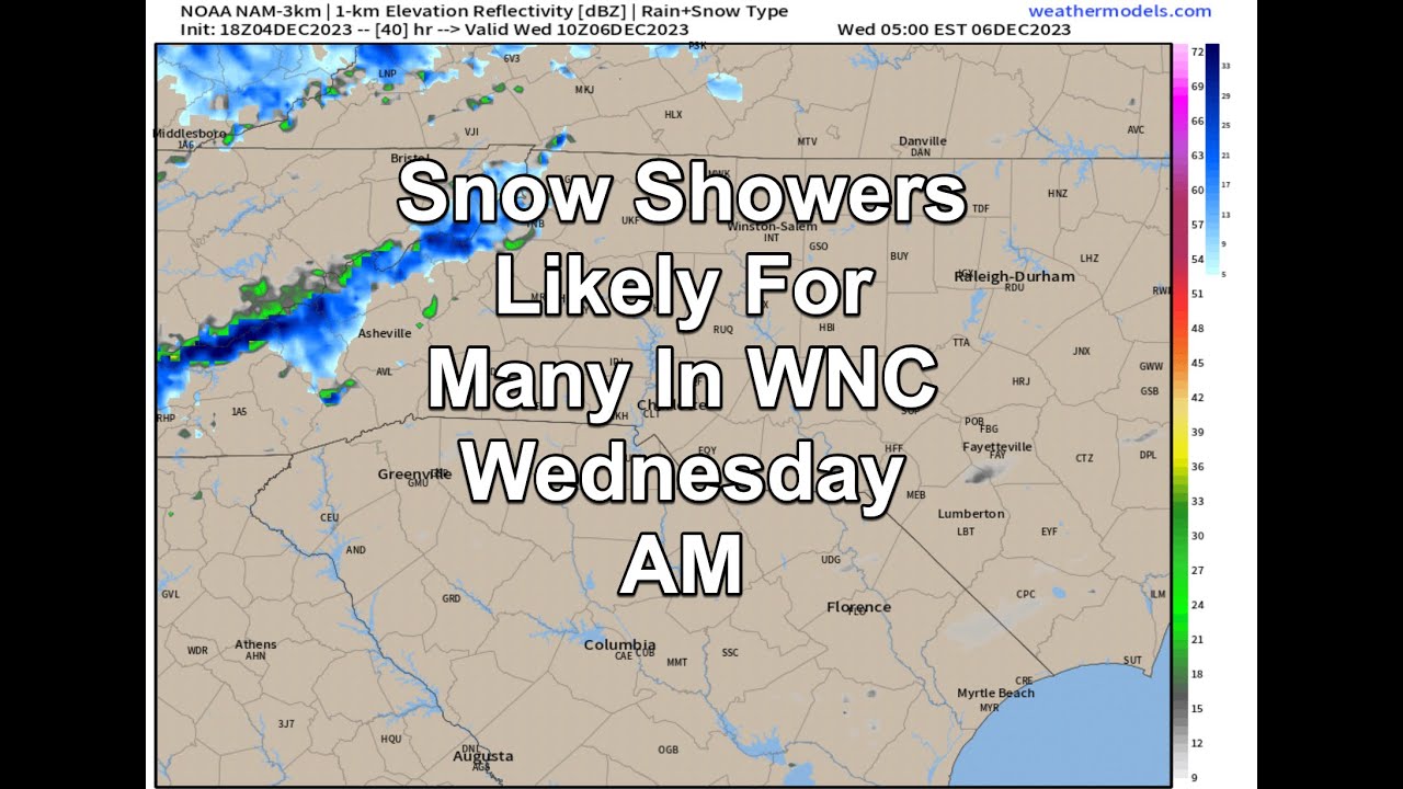 Snow Showers Possible For Many Early Wednesday AM Around WNC - YouTube