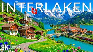 Interlaken 8K 🏔️ Swiss Alps, Lakes & Scenic Villages – Relaxing Piano Music | Video 8K UHD