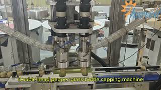 Double head servo pepper glass bottle capping machine #bottlecappingmachine