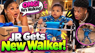 JR TAKES FIRST STEPS ALONE After Being Gifted $100 AMAZON Walker By Blueface & Chrisean Supporters