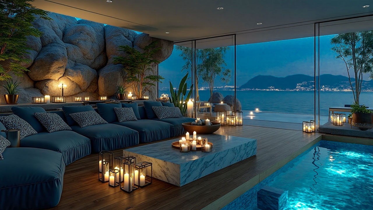 Enjoy Elegant Jazz Night by Quiet Beach Summer / Calm Jazz Apartmant Ambience for Relax, Sleep