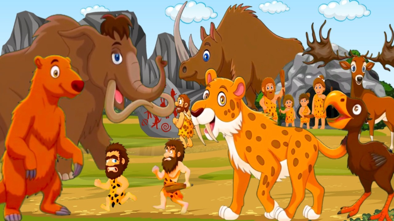 Stone Age Animal Sounds For Children| Animal Names And Sounds| Animal Sounds For Kids| Baby Song