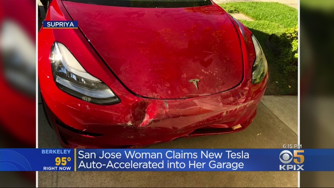 San Jose Woman Claims New Tesla Auto-Accelerated Into Garage - YouTube