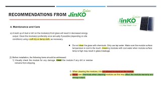 القسم الرابع: توصيات ومتطلبات تنظيف الالواح الشمسية وتوصيات Jinko Solar