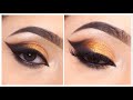 Quick glitter eye makeup for wedding party || Orange and black glitter eyeshadow tutorial|| Shilpa