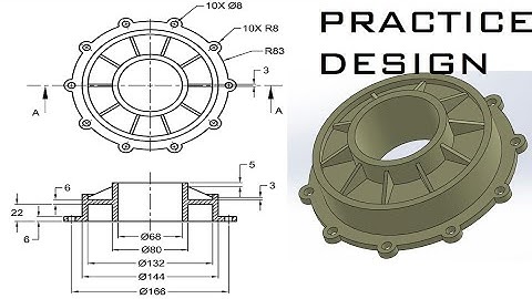 Solidworks practice design for Rib , Revolve , Circular Pattern(13 min)
