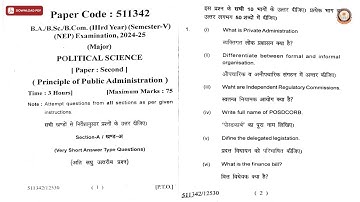 BA BSC BCOM 5TH SEM PRINCIPLE OF PUBLIC ADMINISTRATION 2025 | MSDSU