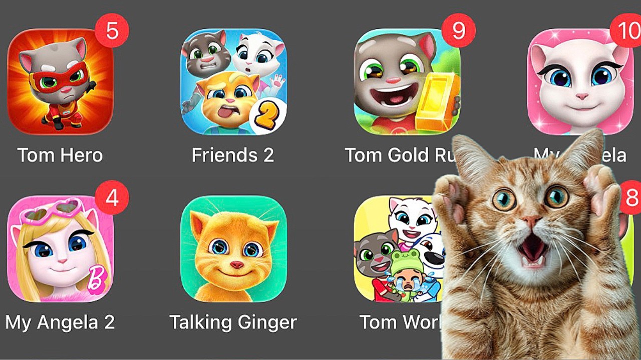 Talking Tom,Talking Gingir,Ginger2,Friends2,My Tom2, Tom Time Rush,Tom2 ...