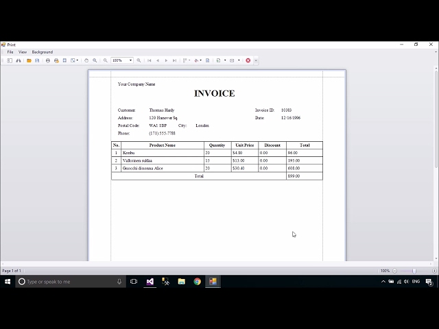 DevExpress Tutorial - Print Invoice | FoxLearn class=