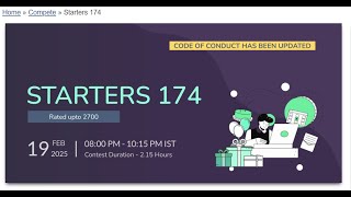 Details STARTERS 174 || CodeChef contest LIVE  || #codechef #coding #programming #contest Update