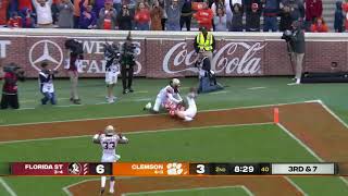 Davis Allen touchdown pass from DJ Uiagalelei Clemson vs FSU