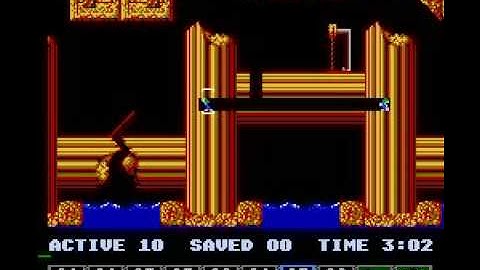 Lemmings (NES) tricky level 24 solution