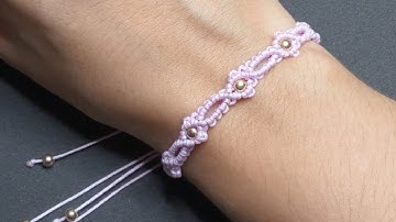 Pulseira Macrame Simples e rápida com miçangas/Tutorial Macrame passo a passo.