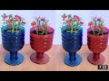 cara membuat pot bunga dari botol bekas //recycled plastic bottles into glass flower pots