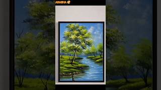 beautiful river painting on canvas short video #arasha6805