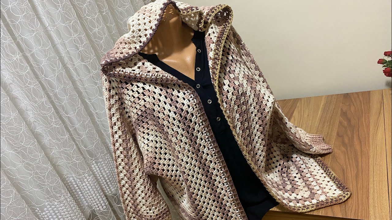 OVERSİZE💃KAPŞONLU ALTIGEN HIRKA YAPIMI ✨CROCHET CARDIGAN / DIY / SUB