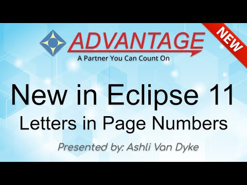 New in Eclipse 11: Letters in Page Numbers