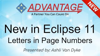 New in Eclipse 11: Letters in Page Numbers