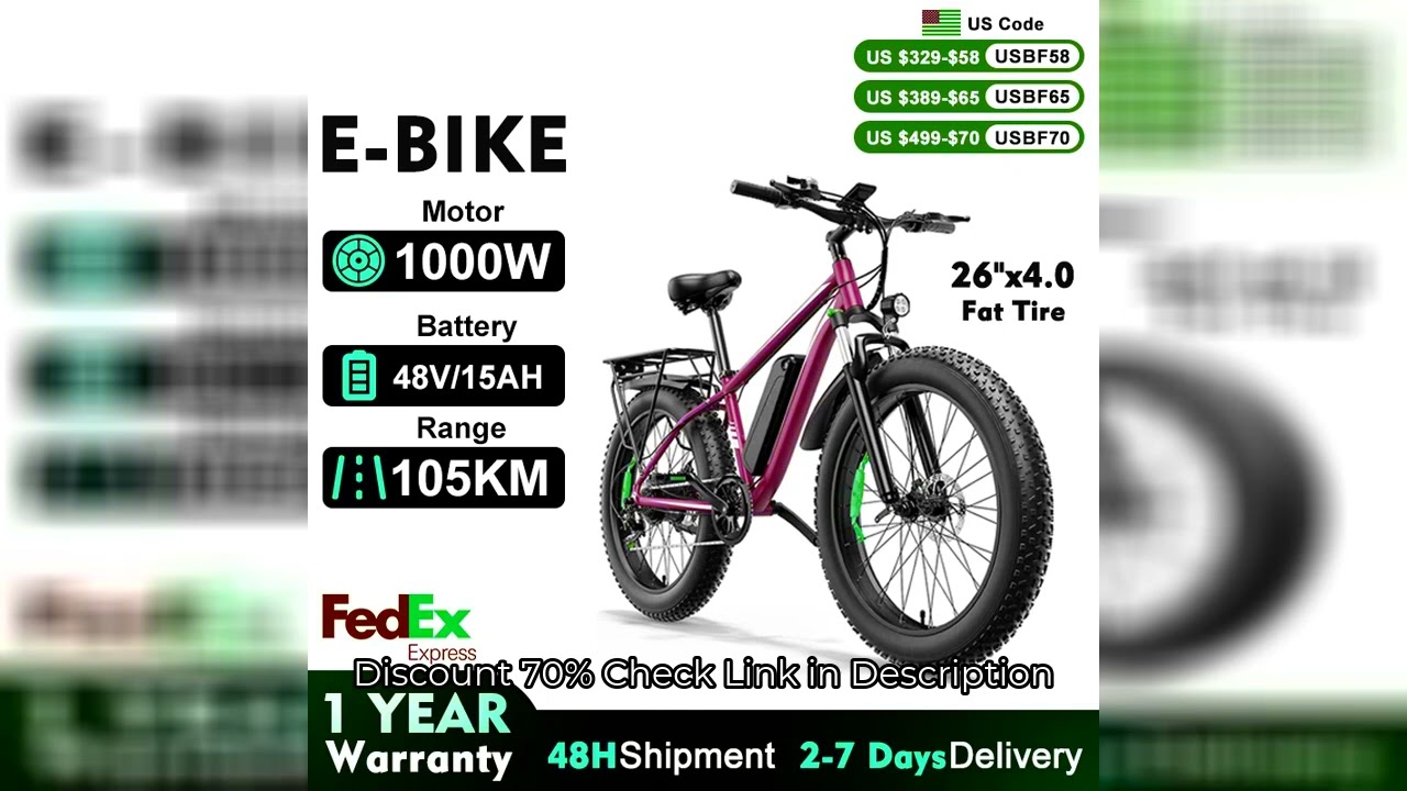 US Stock Fast Shipping E-Bike 1000W Motor 48V15AH Lithium Battery Off road TireE-bike for Men