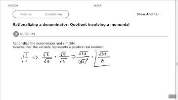 Rationalizing a denominator  Quotient involving a monomial