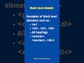 Block and Inline element in HTML #shorts #youtubeshorts #html