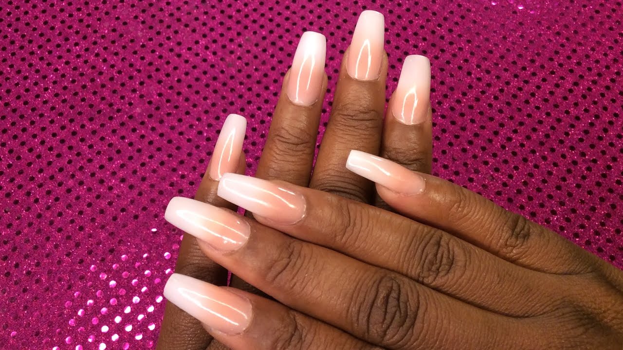 1. Pink and White Ombre Nails - wide 2