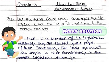 Class 7th S.S.T CIVICS : Chapter 3  How the state Government Work Questions - Answers | Exercise