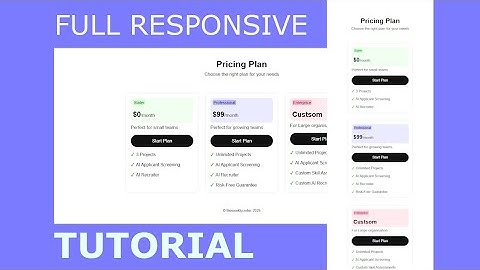 Full responsive price plan card tutorial using HTML and CSS